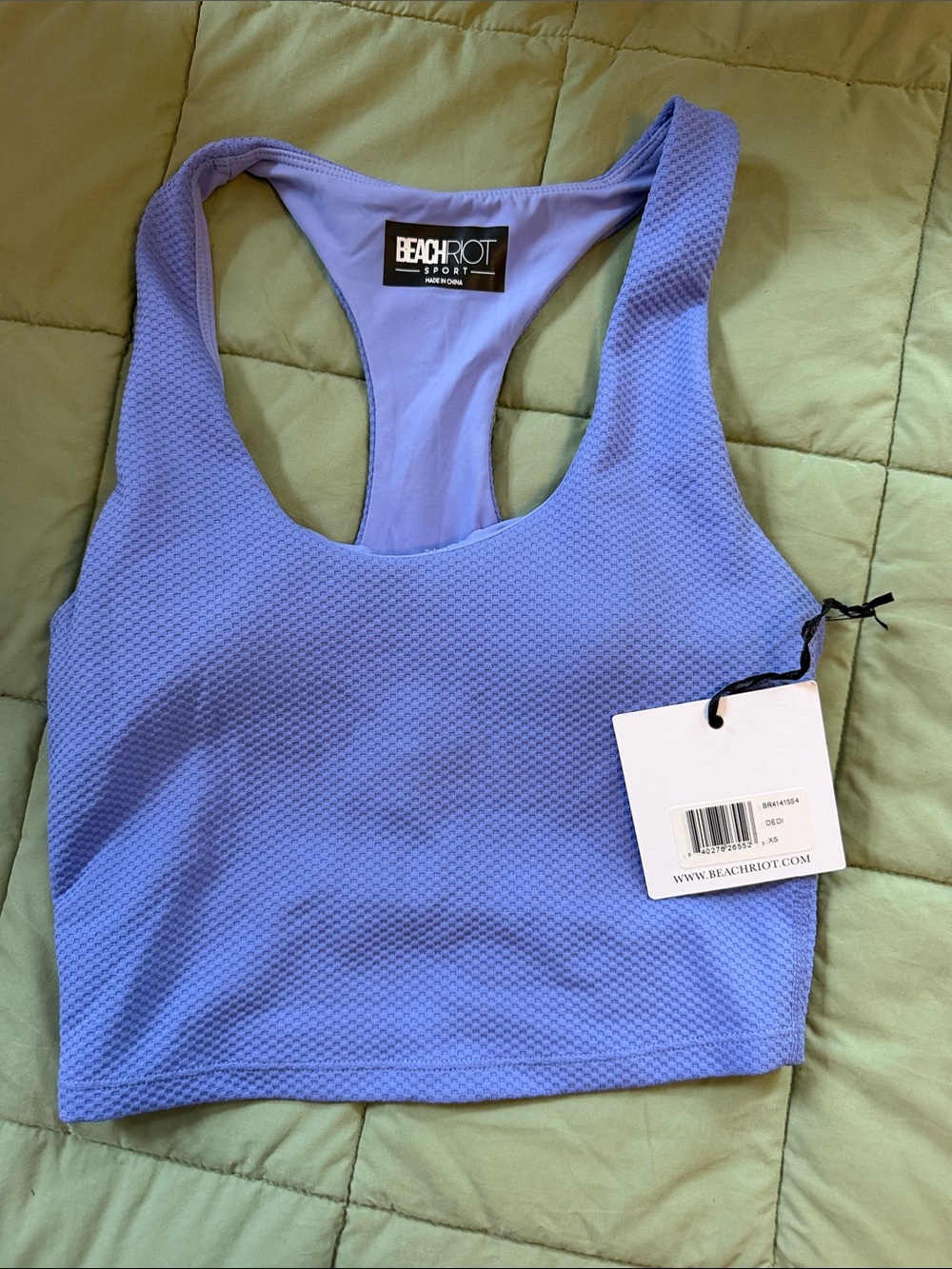 Beach Riot Periwinkle Textured Racerback Sports Bra - Picture 3 of 3